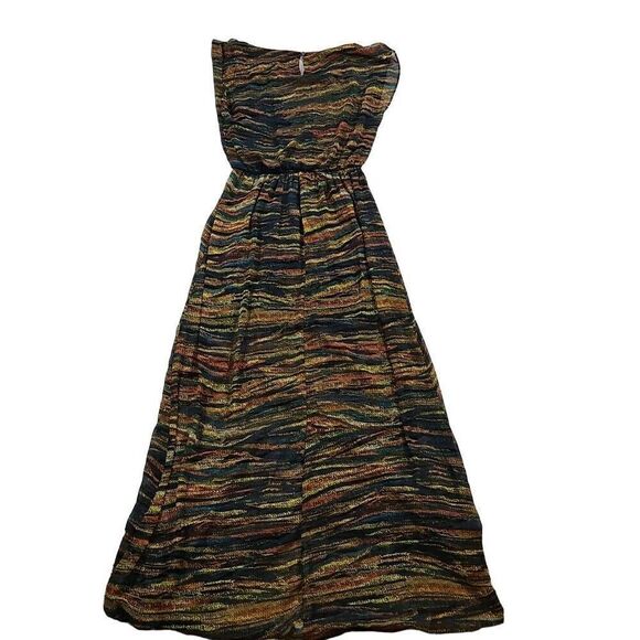 Lush Multicolor Flowy Maxi Dress Womens Medium Hippie Festival Boho Brush Stroke - Picture 2 of 9